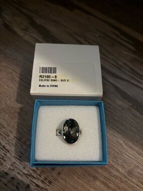 Touchstone Crystal Eclipse Ring with Dark Gray/Smoky Crystal